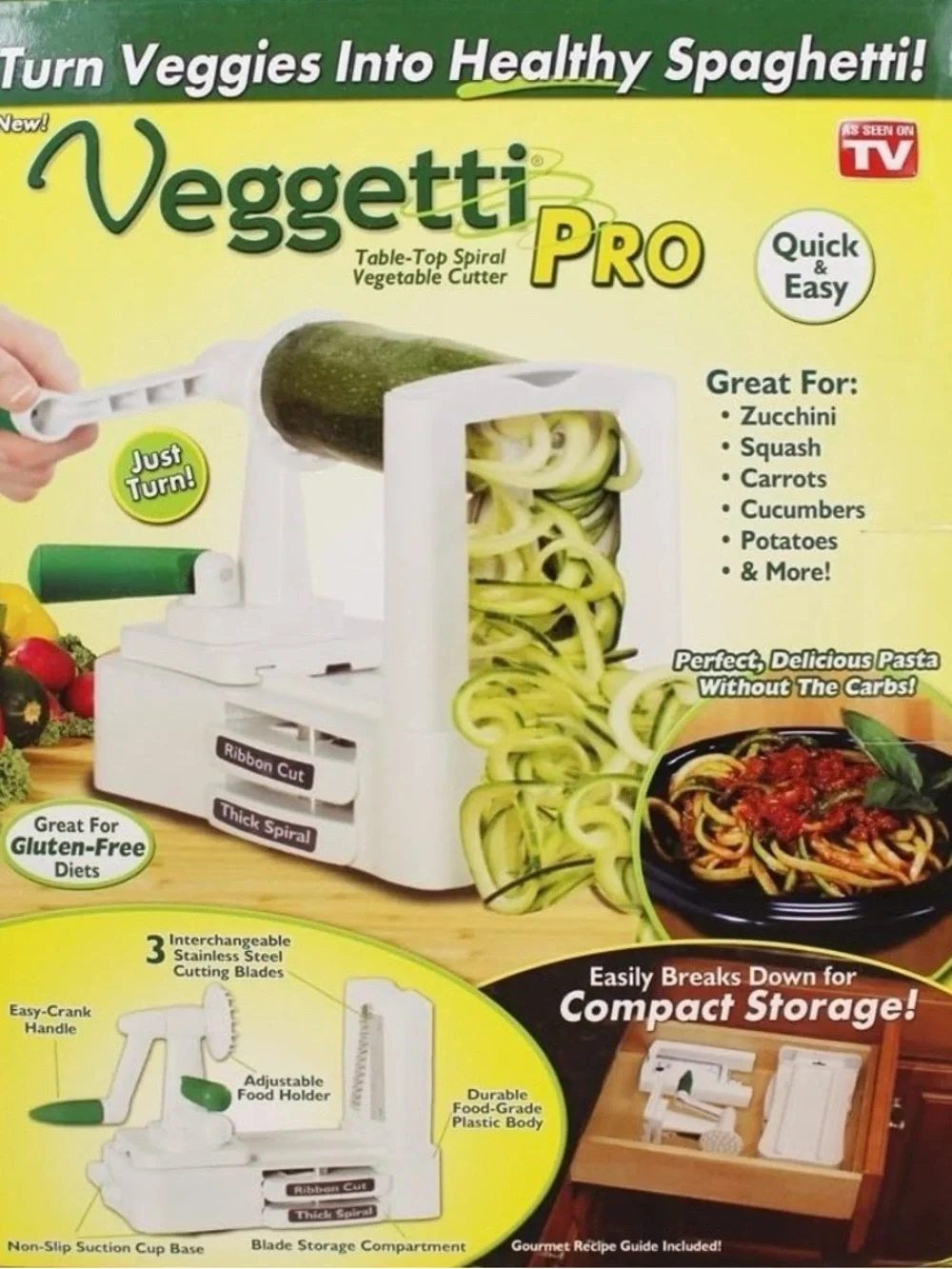 Veggetti Pro Style, table top spiral veggie cutter
